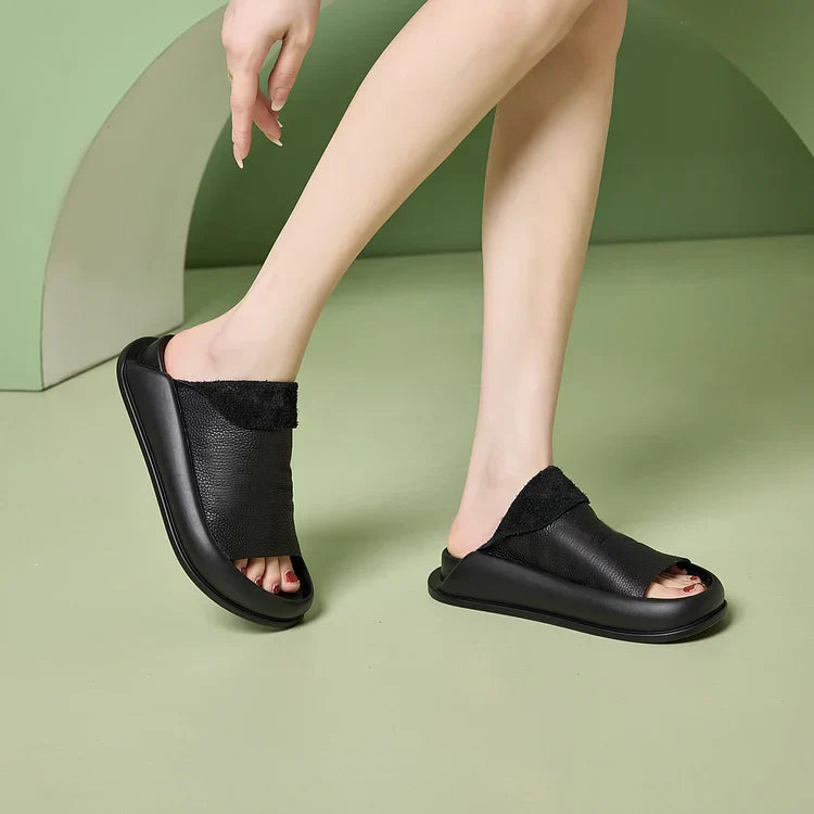 Chaussons à plateforme en cuir italien LetcloTM pour femmes