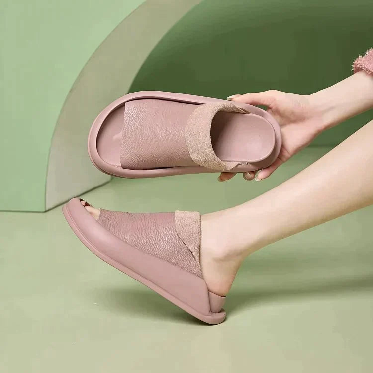 Chaussons à plateforme en cuir italien LetcloTM pour femmes