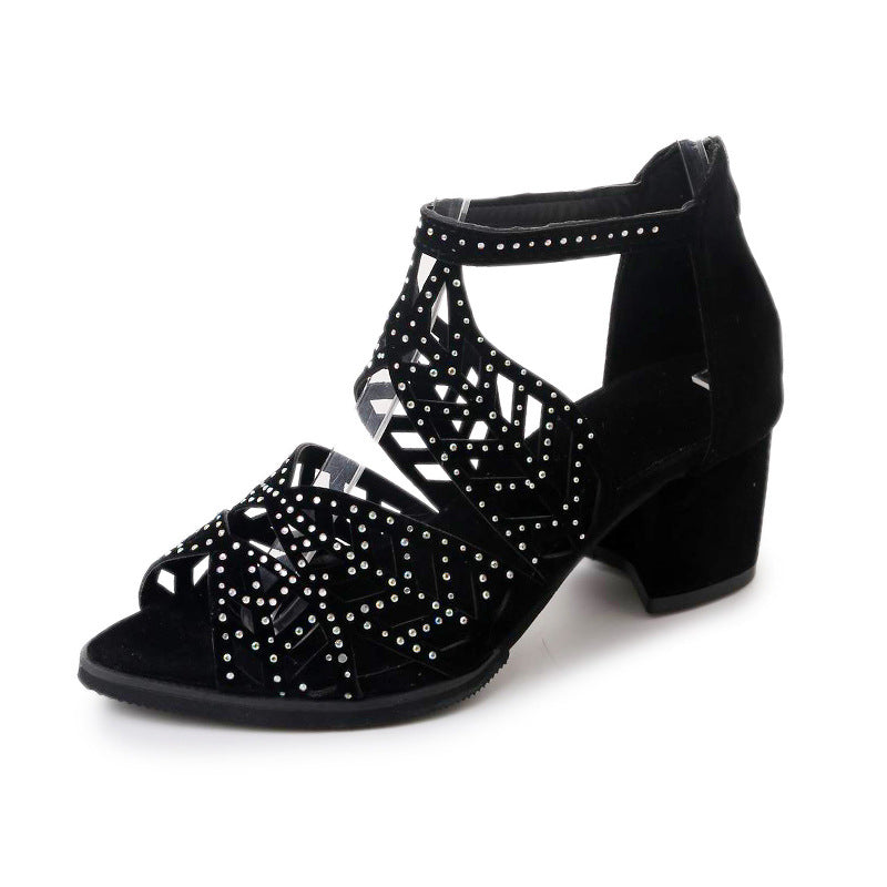 🔥VENTE FLASH 2024 -50 %🔥Sandales à talons épais ajourés pour femmes