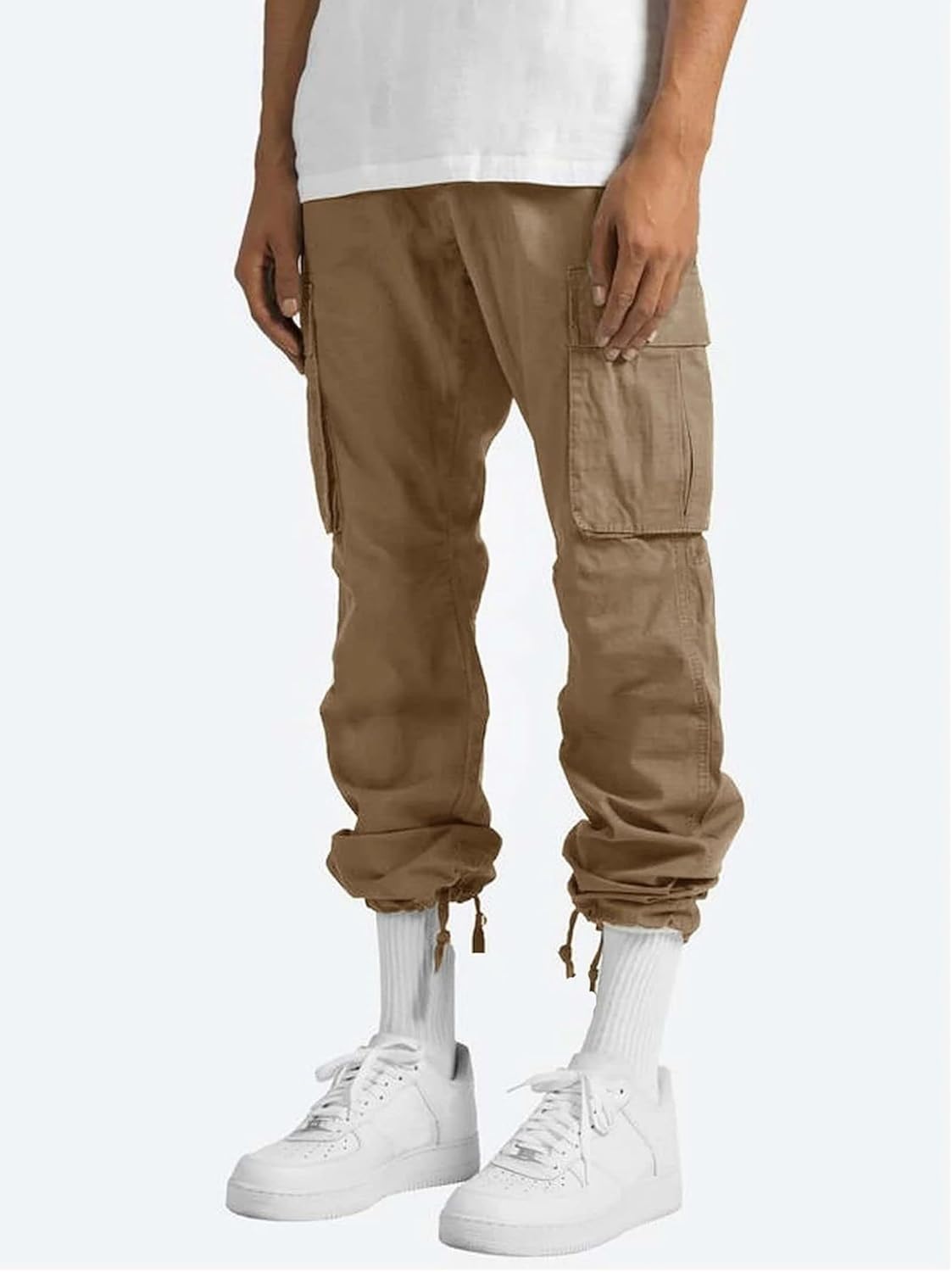 Pantalon cargo décontracté pour homme, pantalon de travail à cordon de serrage, pantalon de jogging de randonnée, pantalon de jogging multi-poches, pantalon de jogging tendance pour l'extérieur