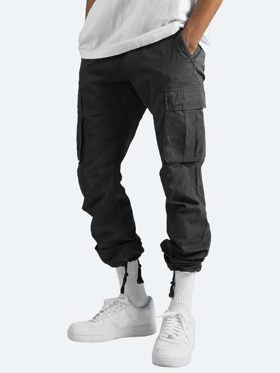 Pantalon cargo décontracté pour homme, pantalon de travail à cordon de serrage, pantalon de jogging de randonnée, pantalon de jogging multi-poches, pantalon de jogging tendance pour l'extérieur