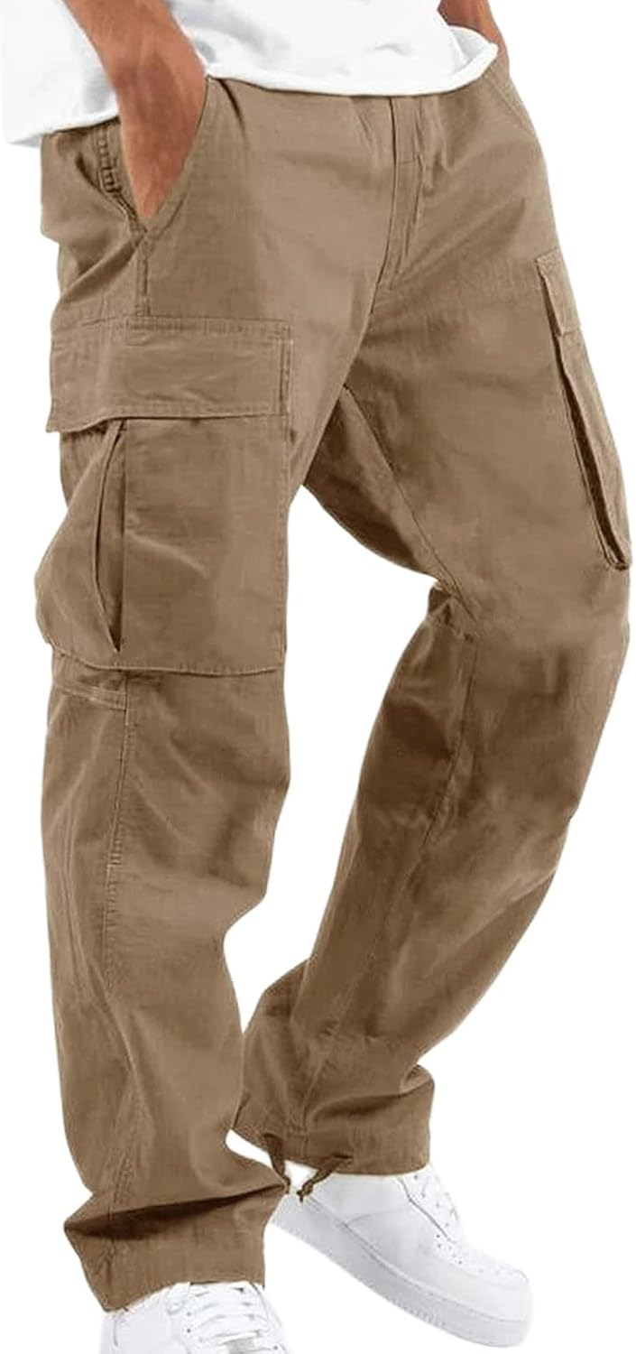 Pantalon cargo décontracté pour homme, pantalon de travail à cordon de serrage, pantalon de jogging de randonnée, pantalon de jogging multi-poches, pantalon de jogging tendance pour l'extérieur