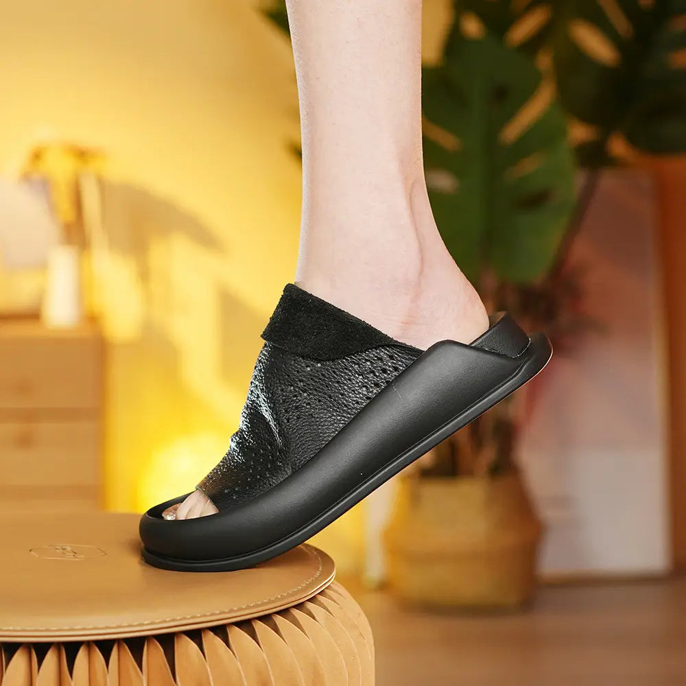 Chaussons à plateforme en cuir italien LetcloTM pour femmes