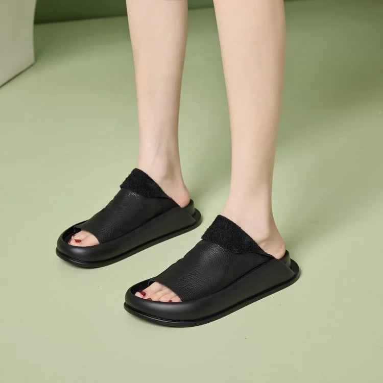 Chaussons à plateforme en cuir italien LetcloTM pour femmes
