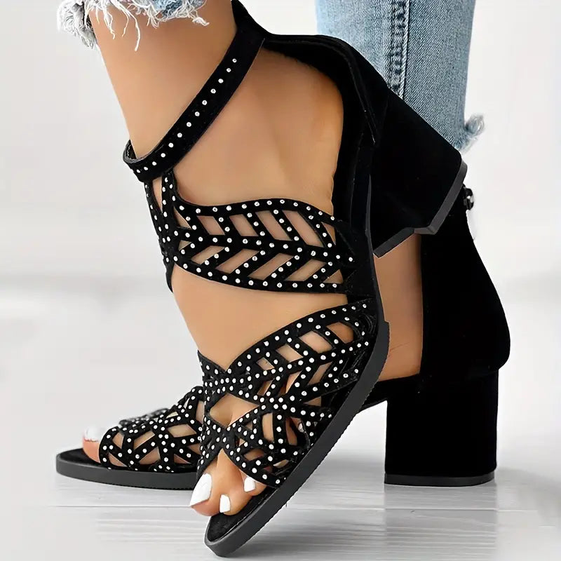🔥VENTE FLASH 2024 -50 %🔥Sandales à talons épais ajourés pour femmes