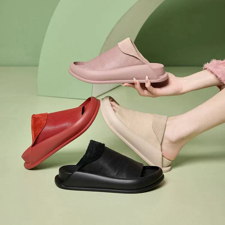 Chaussons à plateforme en cuir italien LetcloTM pour femmes