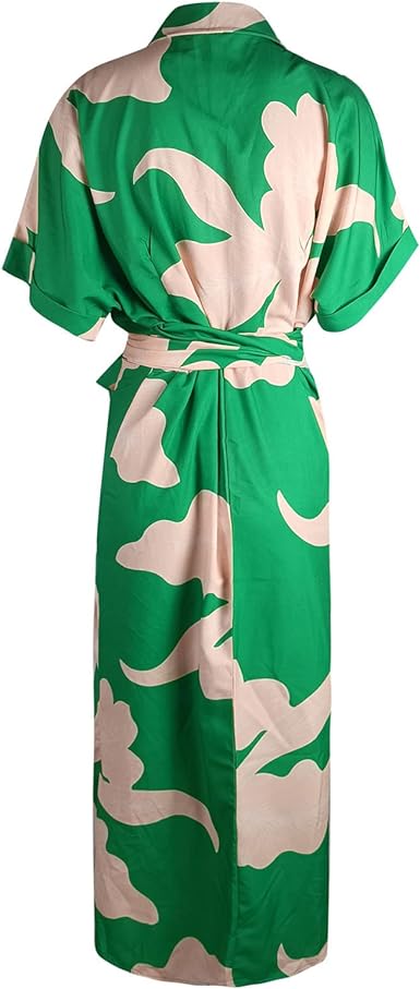 🔥Robe chemise décontractée à col à revers et taille imprimée🔥