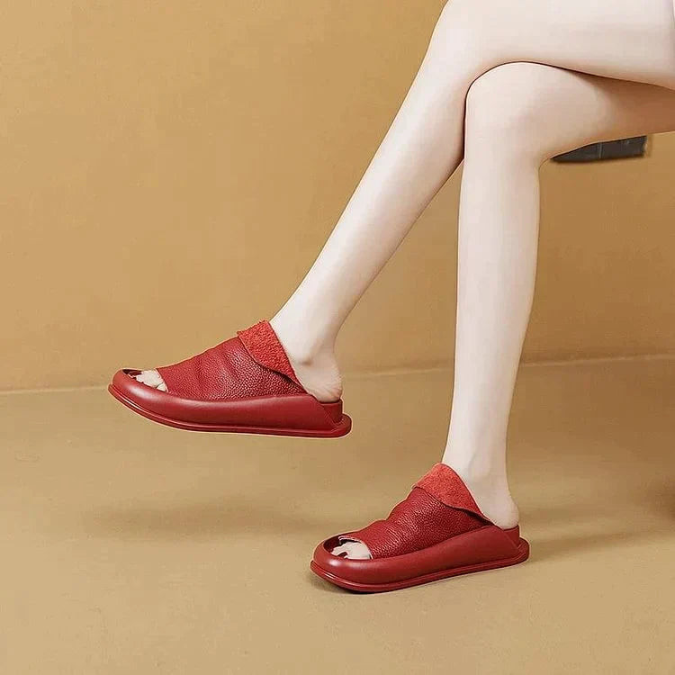 Chaussons à plateforme en cuir italien LetcloTM pour femmes