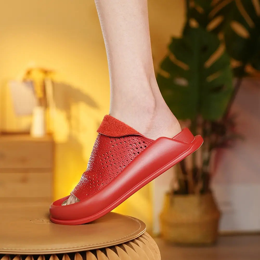 Chaussons à plateforme en cuir italien LetcloTM pour femmes