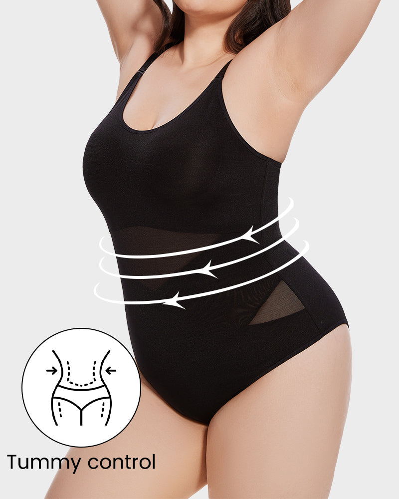 Body sculptant à empiècements en maille croisée 