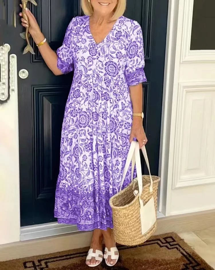 Bohemian-Kleid mit V-Ausschnitt