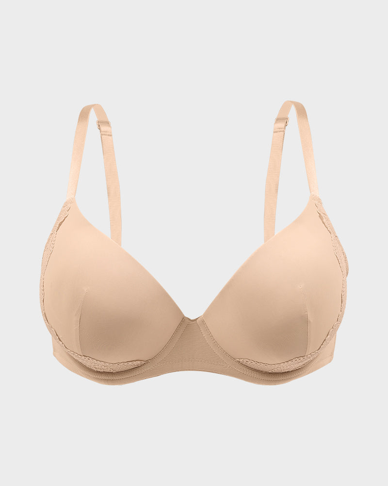 Soutien-gorge push-up à décolleté plongeant et bordure en dentelle 
