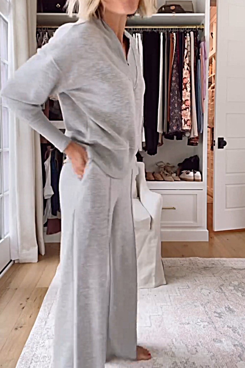 Ensemble deux pièces haut et pantalon à col en V pour femme (2 pièces achetées, livraison gratuite)