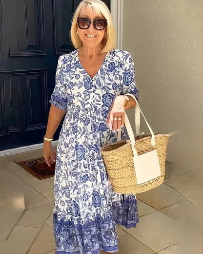 Bohemian-Kleid mit V-Ausschnitt