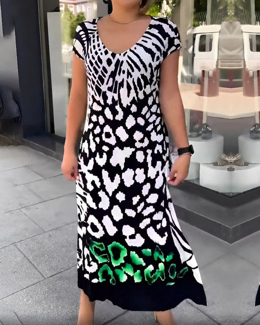 Robe décontractée imprimée à manches courtes