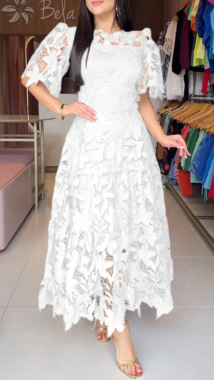 Robe creuse à col rond pour femme 