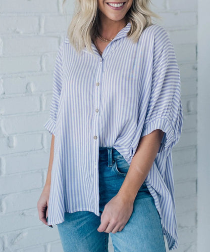 Chemise boutonnée surdimensionnée à rayures pour femme (2 achats, livraison gratuite)