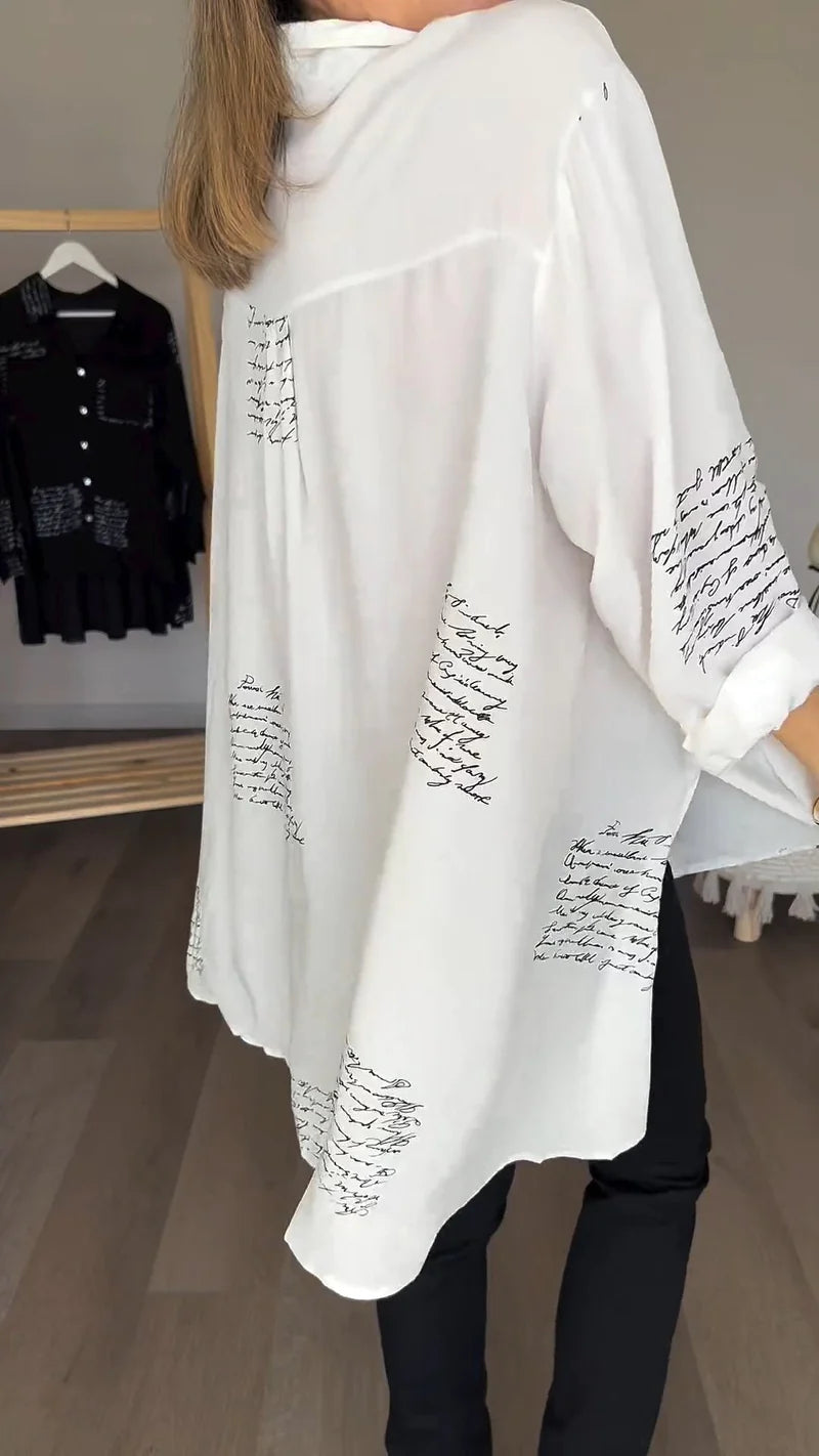 Chemise à revers tendance avec imprimé lettre 2024 (2 achats, livraison gratuite)
