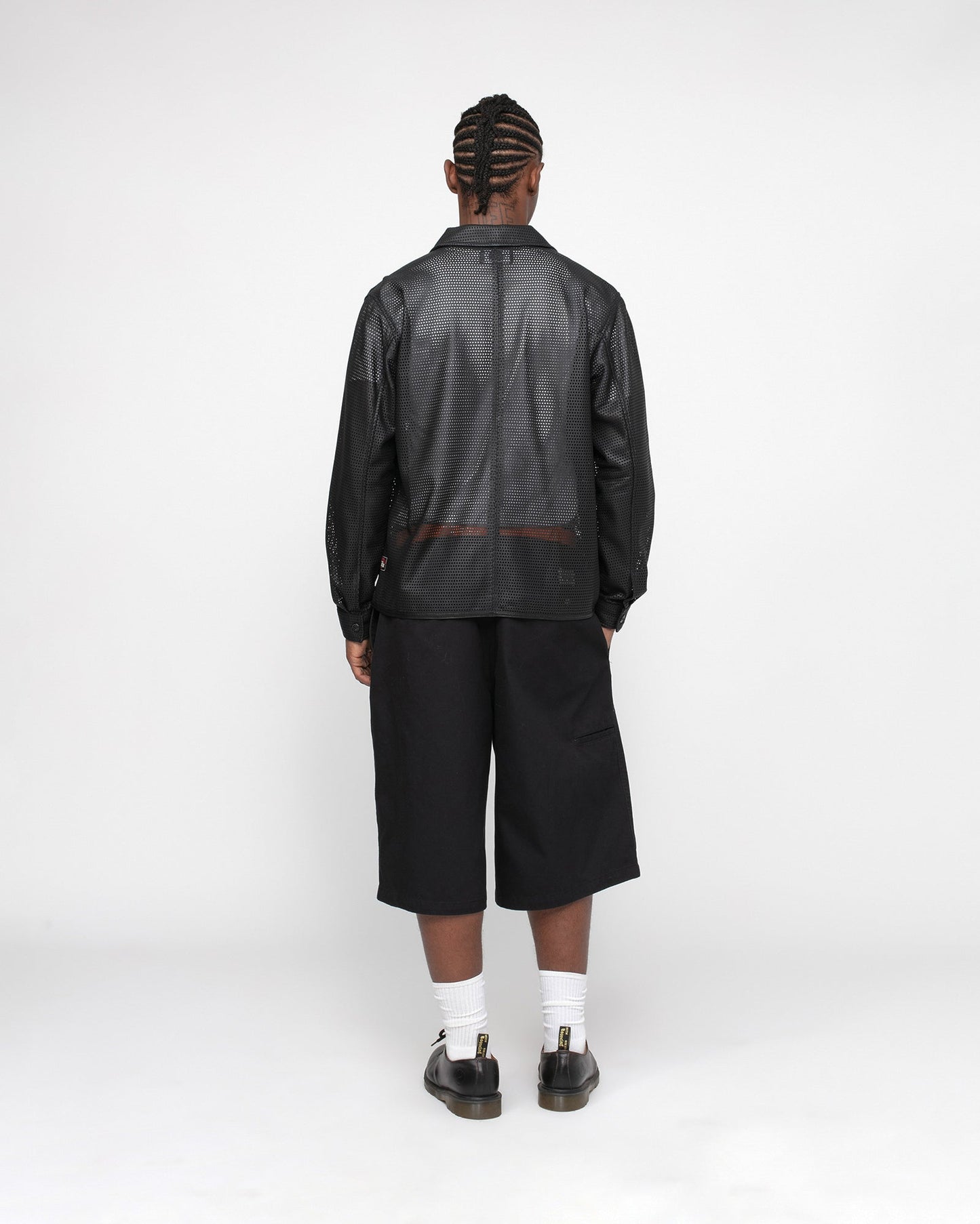 CHEMISE ZIPPÉE EN CUIR PERFORÉ 