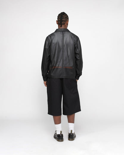 CHEMISE ZIPPÉE EN CUIR PERFORÉ 