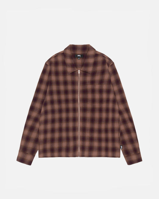CHEMISE ZIPPÉE À CARREAUX EN FILS TORSADÉS 