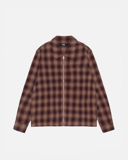 CHEMISE ZIPPÉE À CARREAUX EN FILS TORSADÉS 