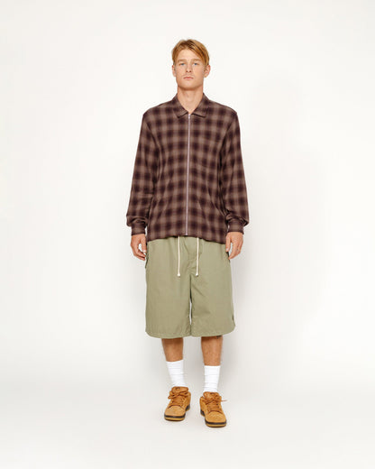 CHEMISE ZIPPÉE À CARREAUX EN FILS TORSADÉS 