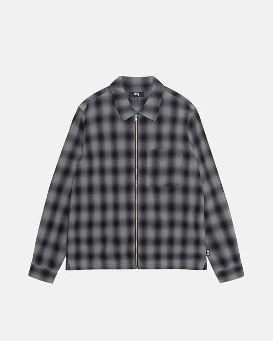 CHEMISE ZIPPÉE À CARREAUX EN FILS TORSADÉS 