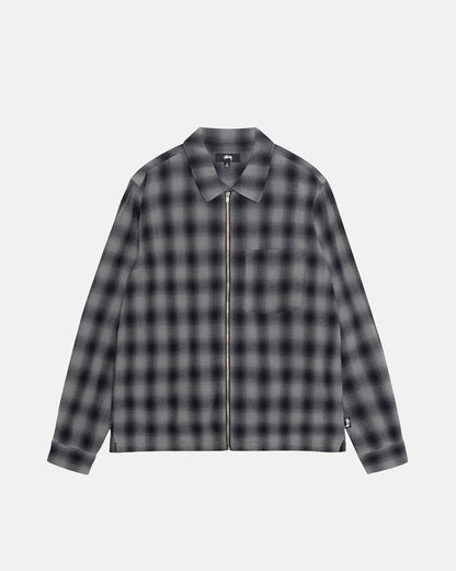 CHEMISE ZIPPÉE À CARREAUX EN FILS TORSADÉS 