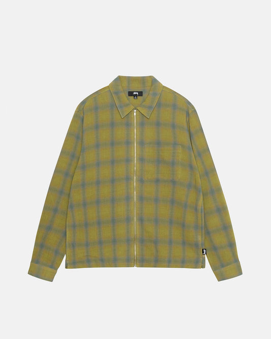 CHEMISE ZIPPÉE À CARREAUX EN FILS TORSADÉS 