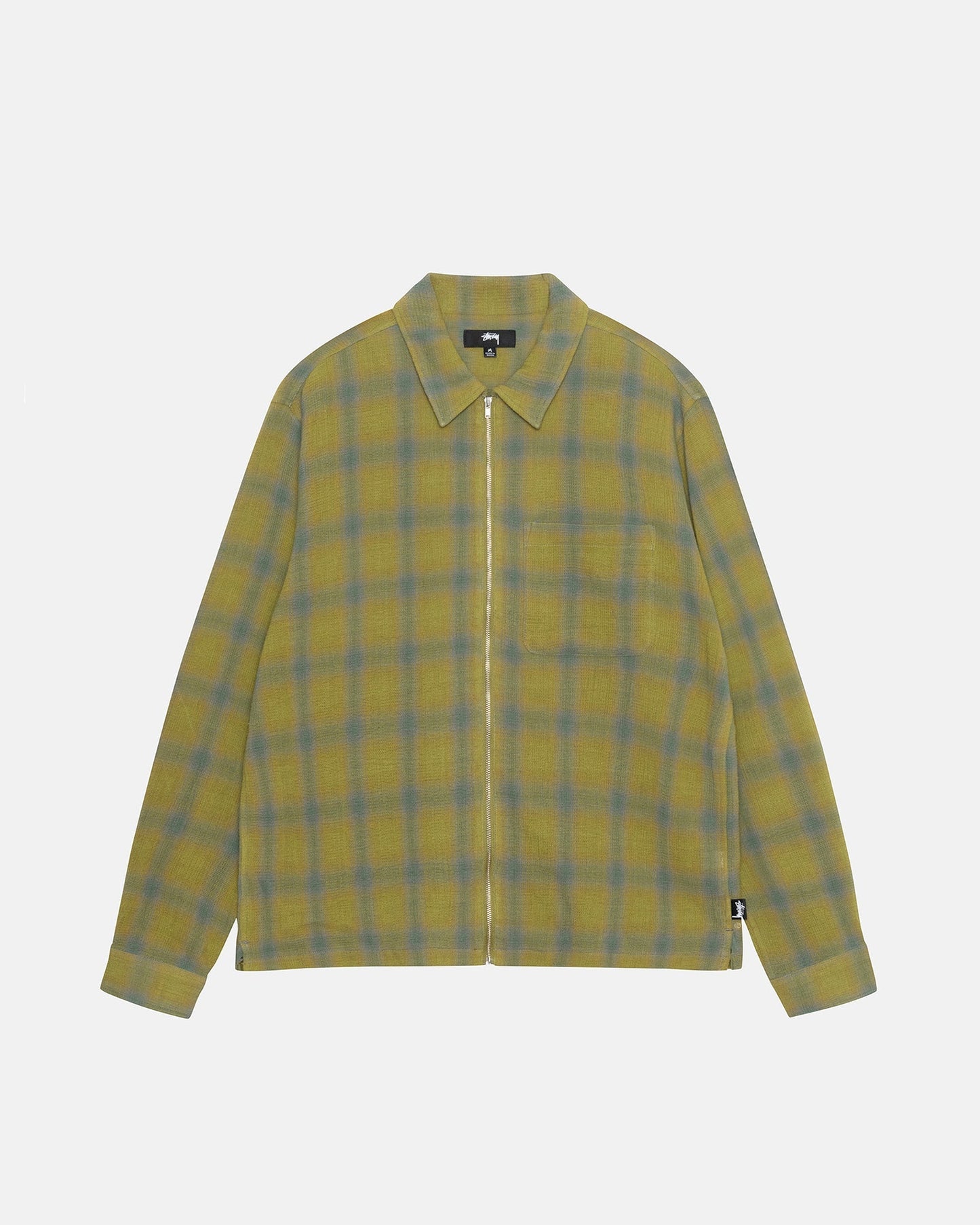 CHEMISE ZIPPÉE À CARREAUX EN FILS TORSADÉS 