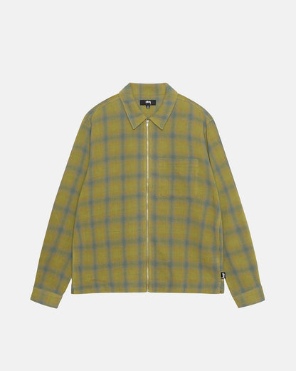 CHEMISE ZIPPÉE À CARREAUX EN FILS TORSADÉS 