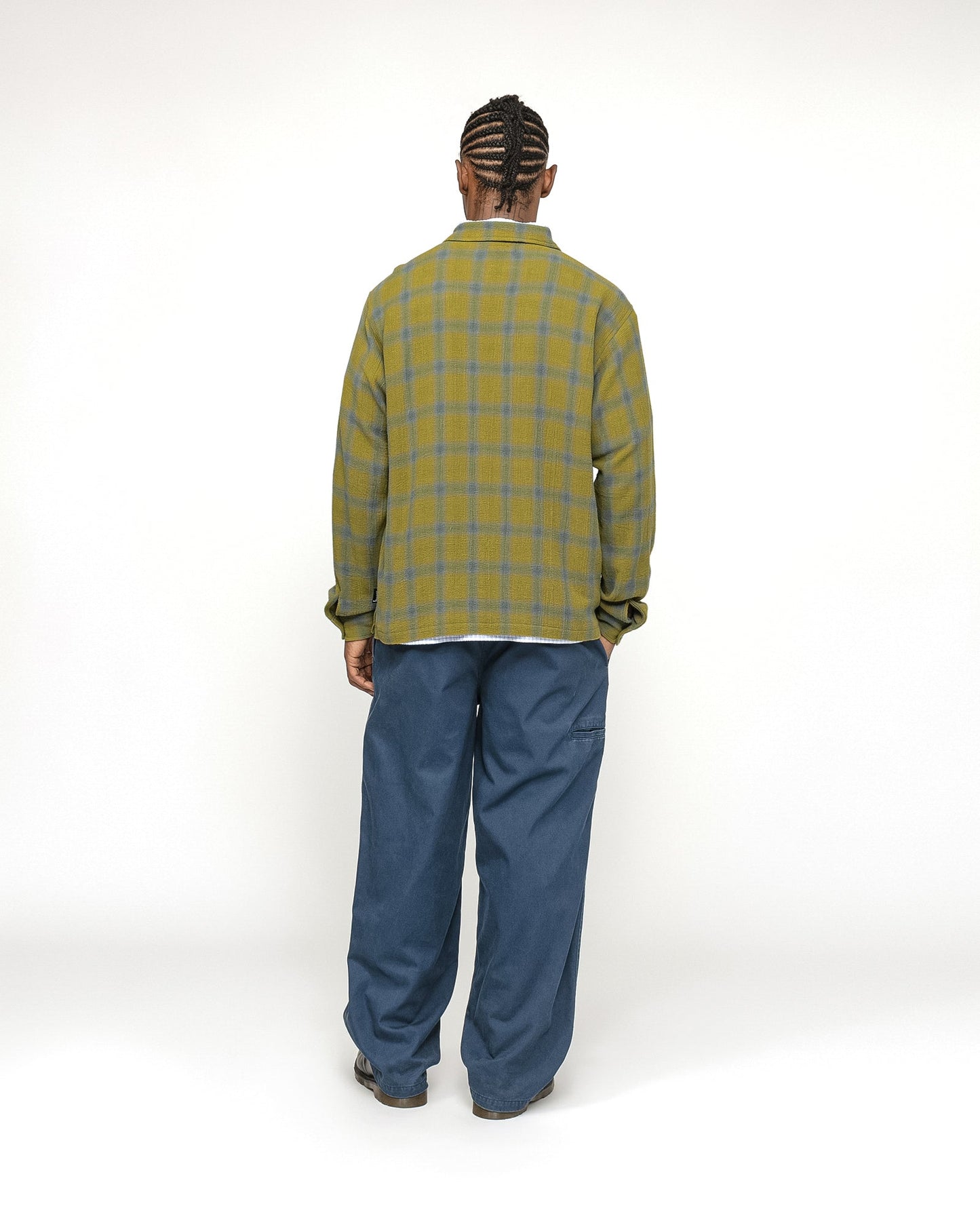 CHEMISE ZIPPÉE À CARREAUX EN FILS TORSADÉS 