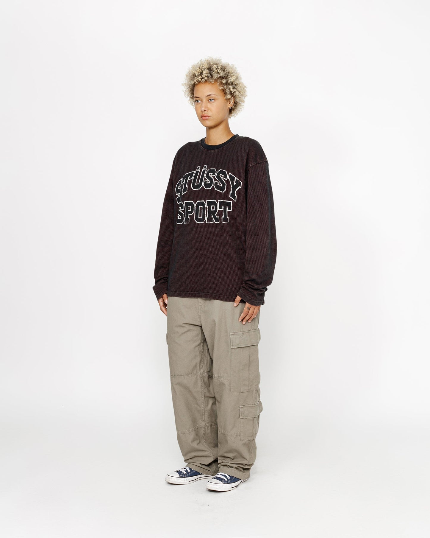 T-shirt ras du cou en maille de coton bicolore 