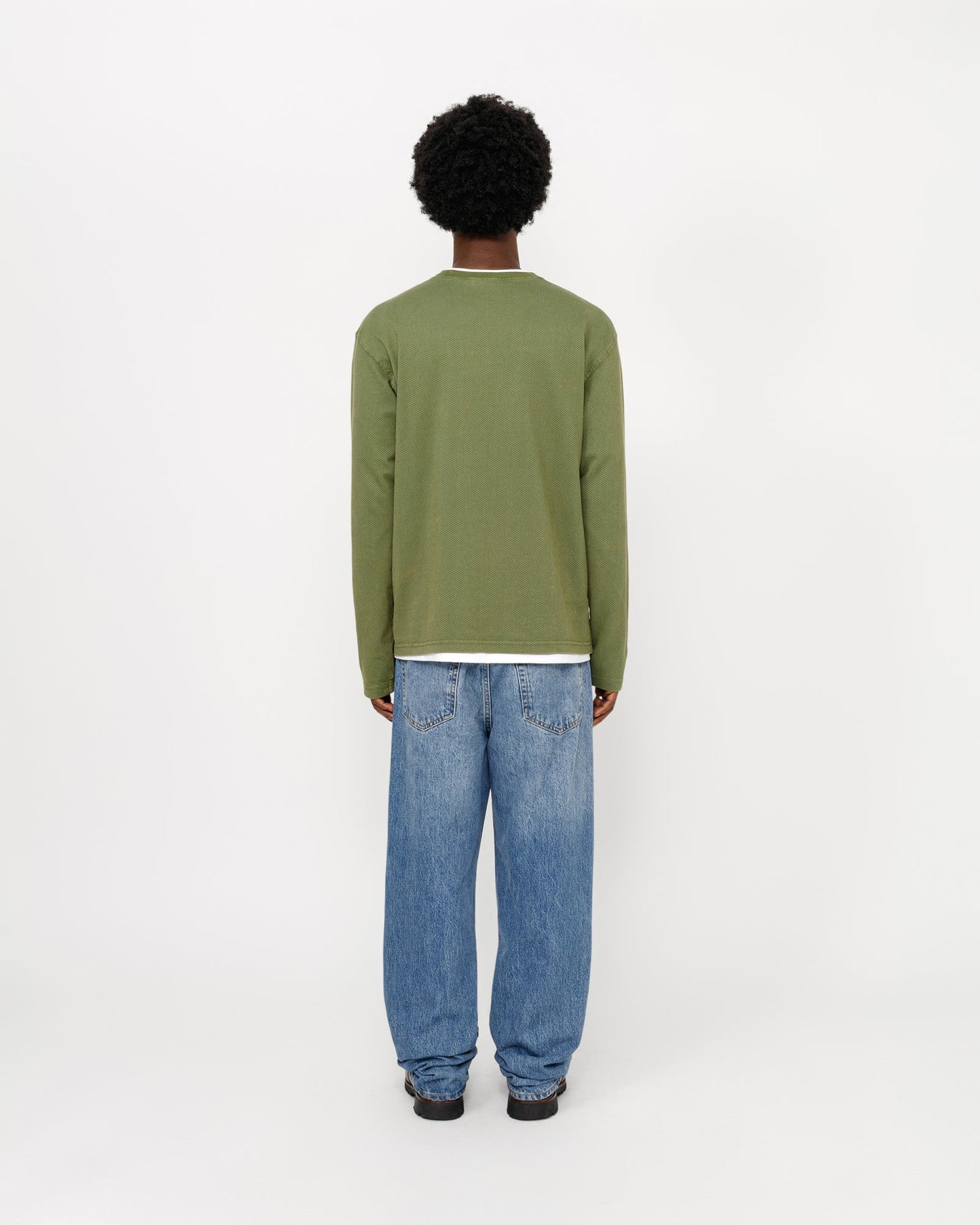 T-shirt ras du cou en maille de coton bicolore 