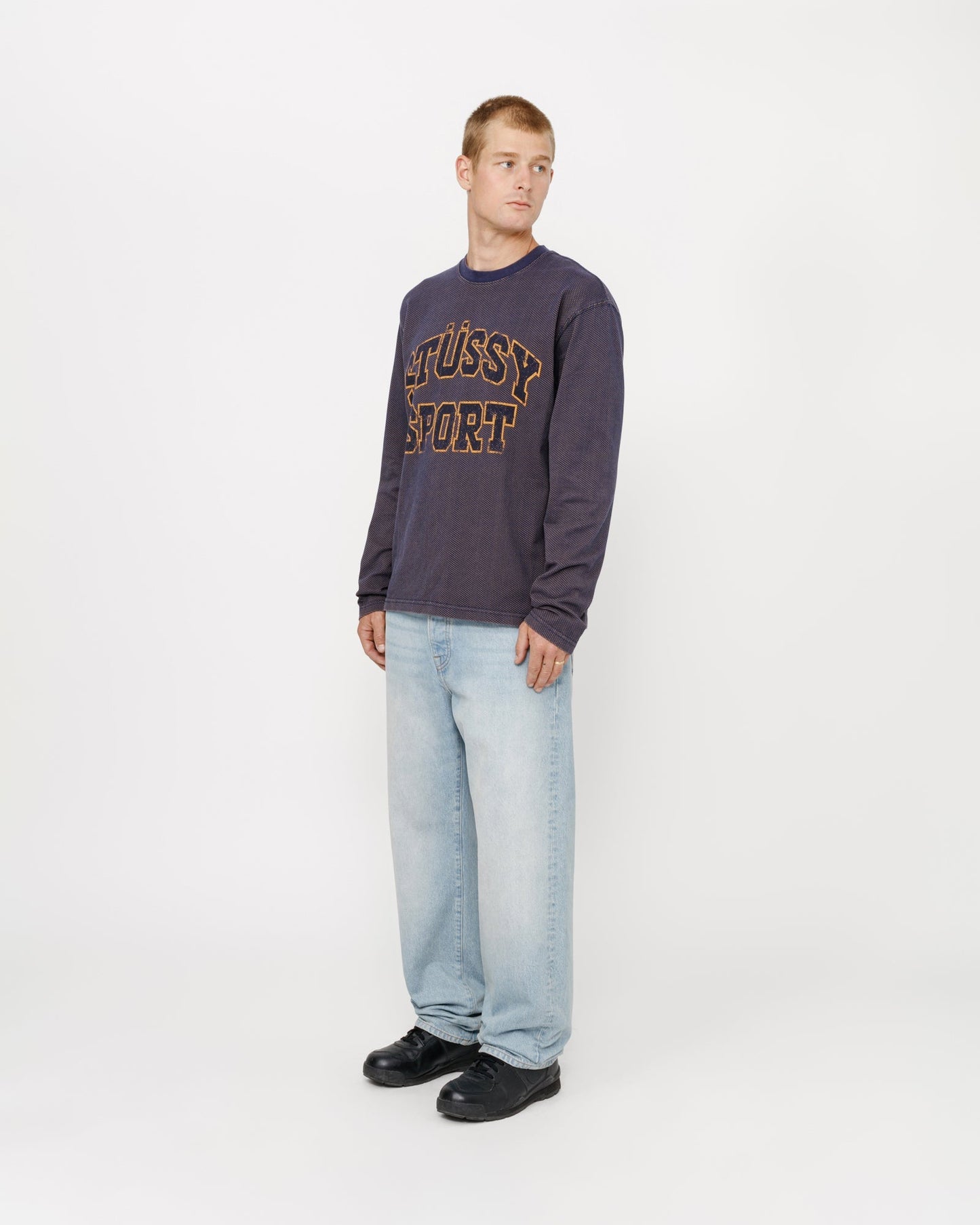 T-shirt ras du cou en maille de coton bicolore 