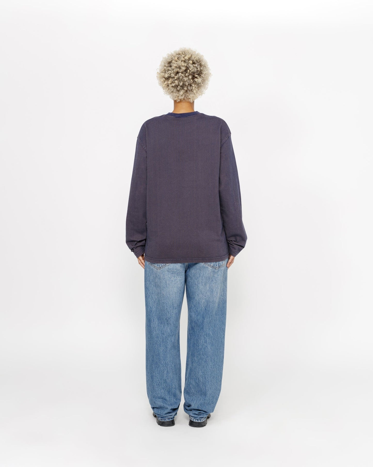 T-shirt ras du cou en maille de coton bicolore 