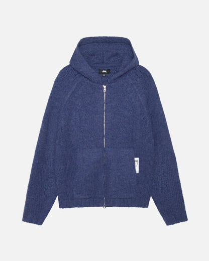 Grobgestrickter Kapuzenpullover mit Reißverschluss 