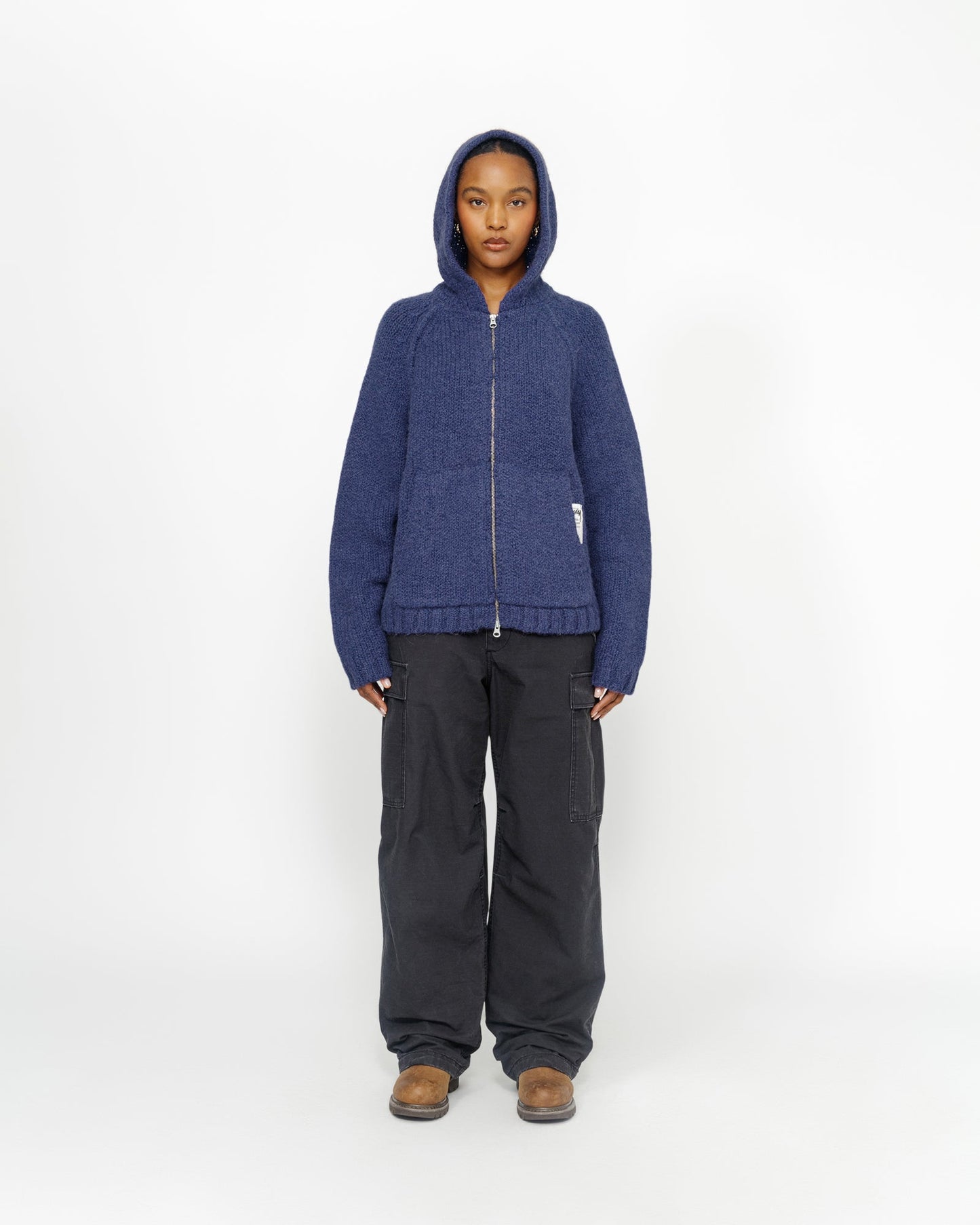 SWEAT À CAPUCHE ZIPPÉ EN MAILLE ÉPAISSE 