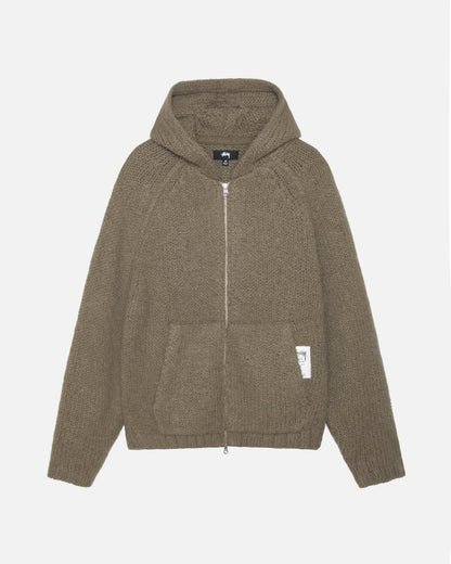 Grobgestrickter Kapuzenpullover mit Reißverschluss 