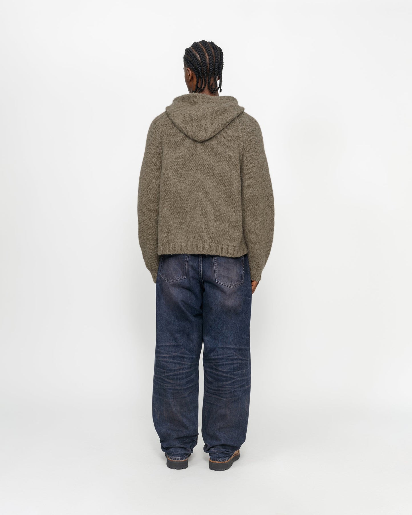 Grobgestrickter Kapuzenpullover mit Reißverschluss 