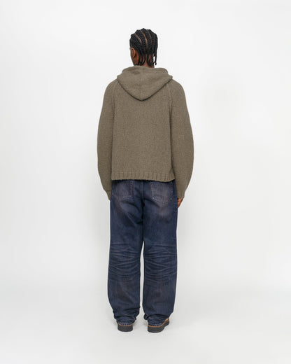 Grobgestrickter Kapuzenpullover mit Reißverschluss 