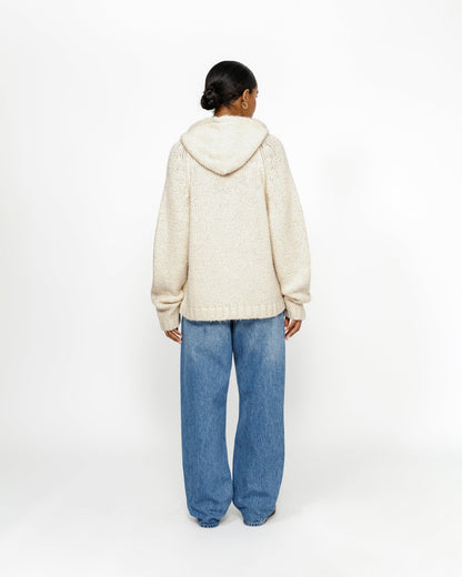 Grobgestrickter Kapuzenpullover mit Reißverschluss 