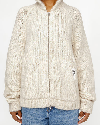 SWEAT À CAPUCHE ZIPPÉ EN MAILLE ÉPAISSE 