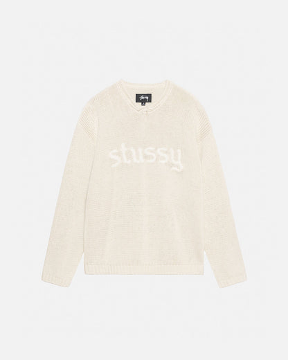 EMBROIDERED V-NECK LOGO SWEATER