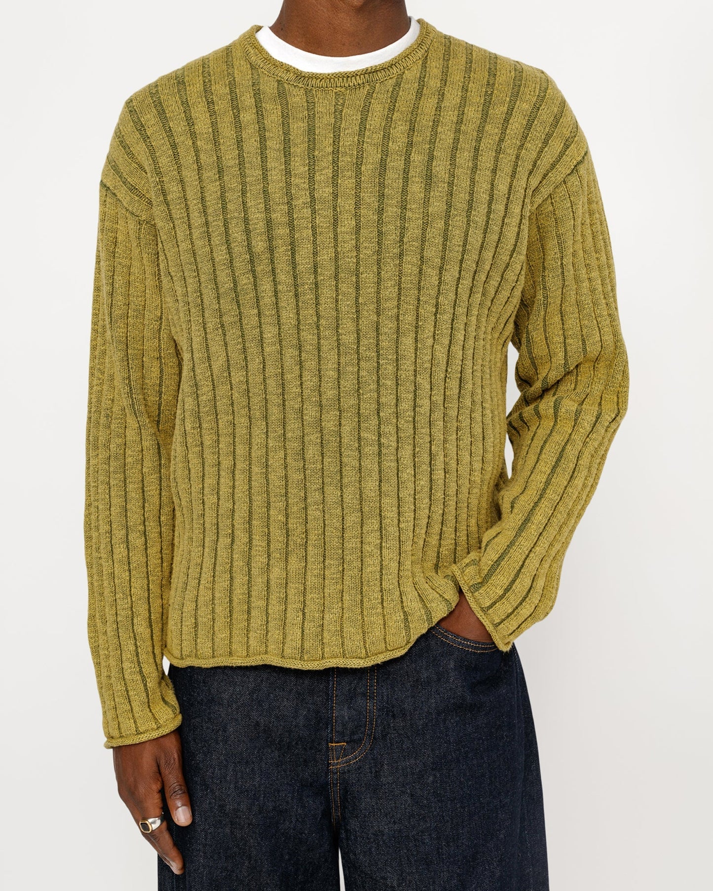 BAUMWOLL-SLUB-RIB-RUNDHALSSHIRT 