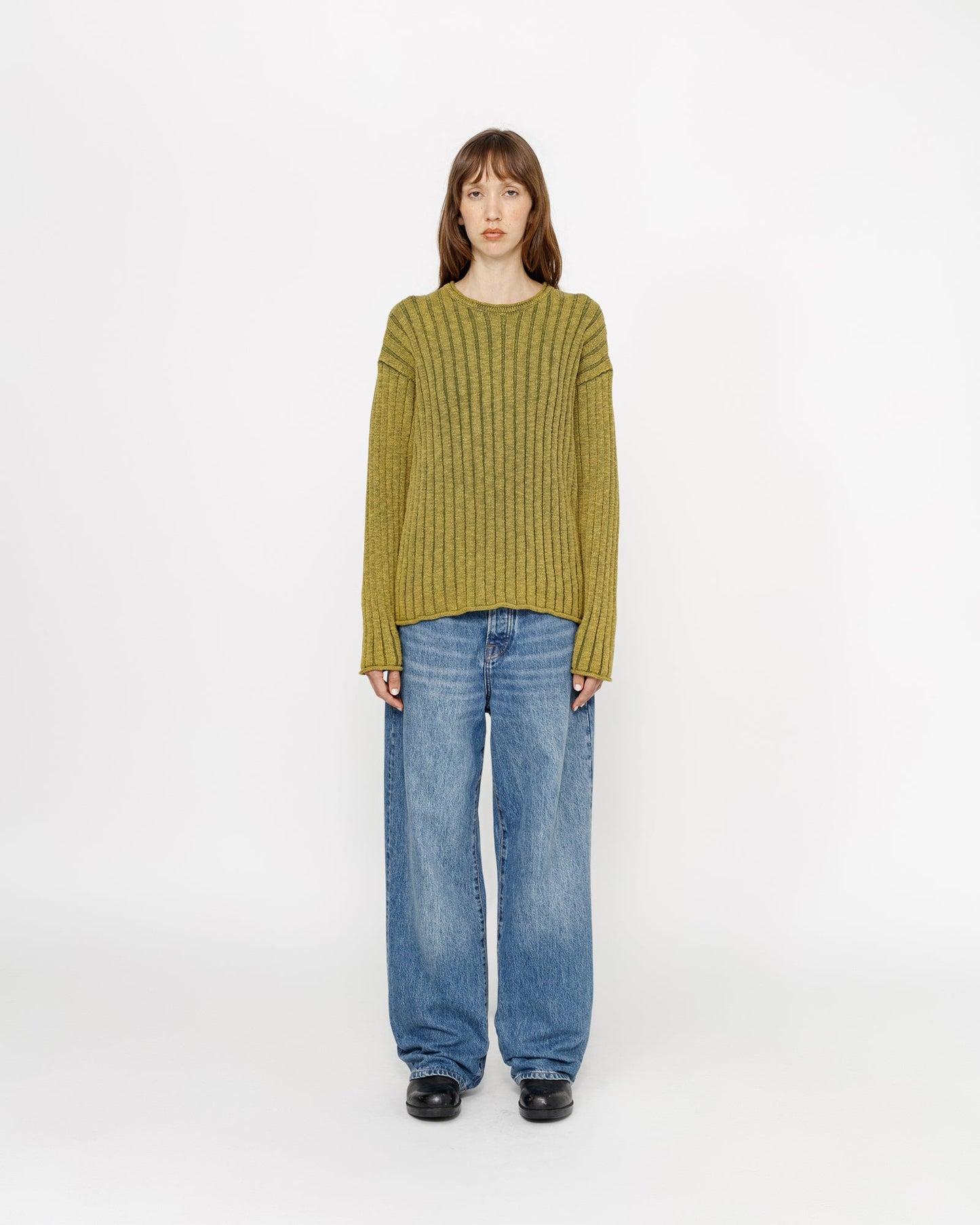 BAUMWOLL-SLUB-RIB-RUNDHALSSHIRT 