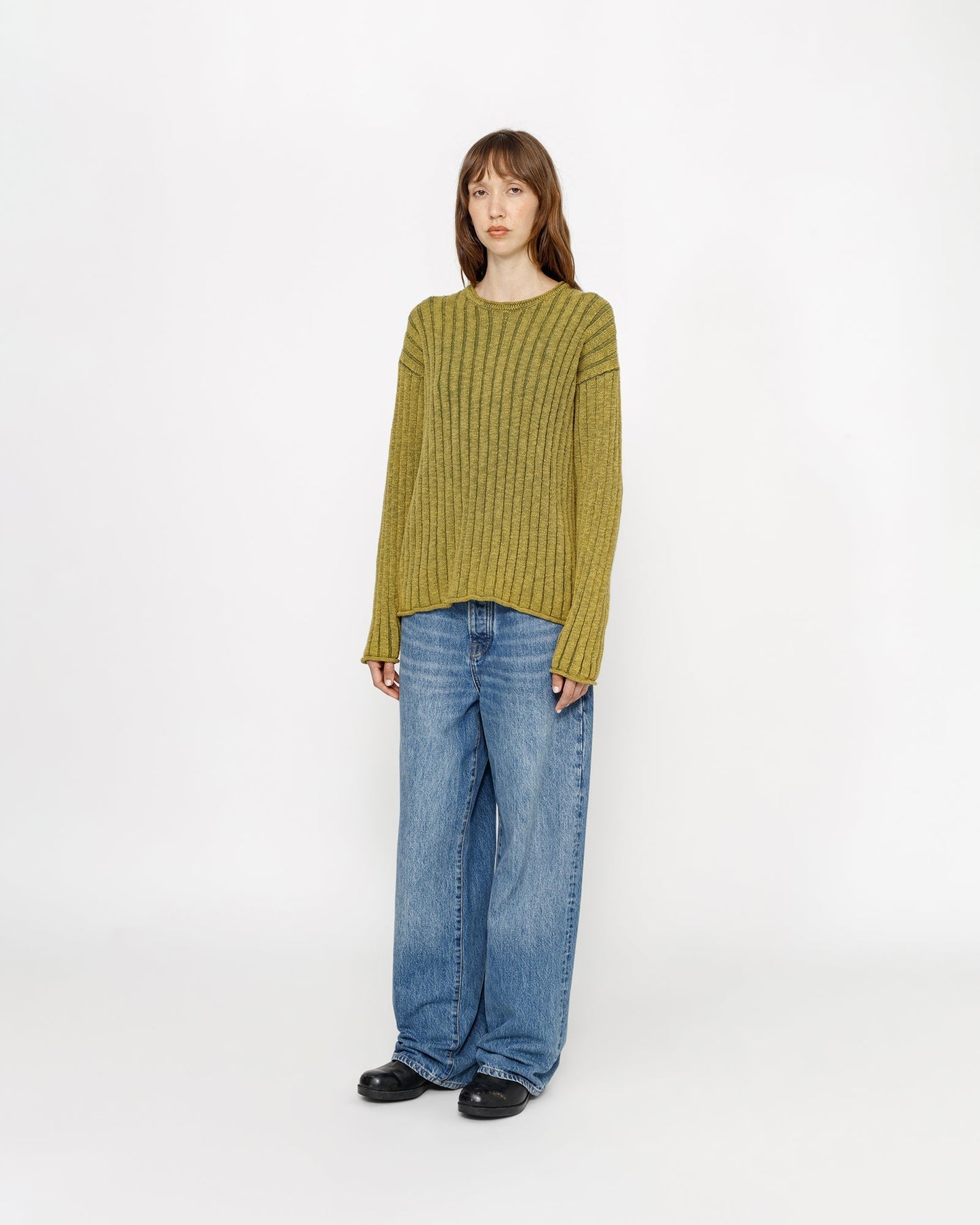 BAUMWOLL-SLUB-RIB-RUNDHALSSHIRT 