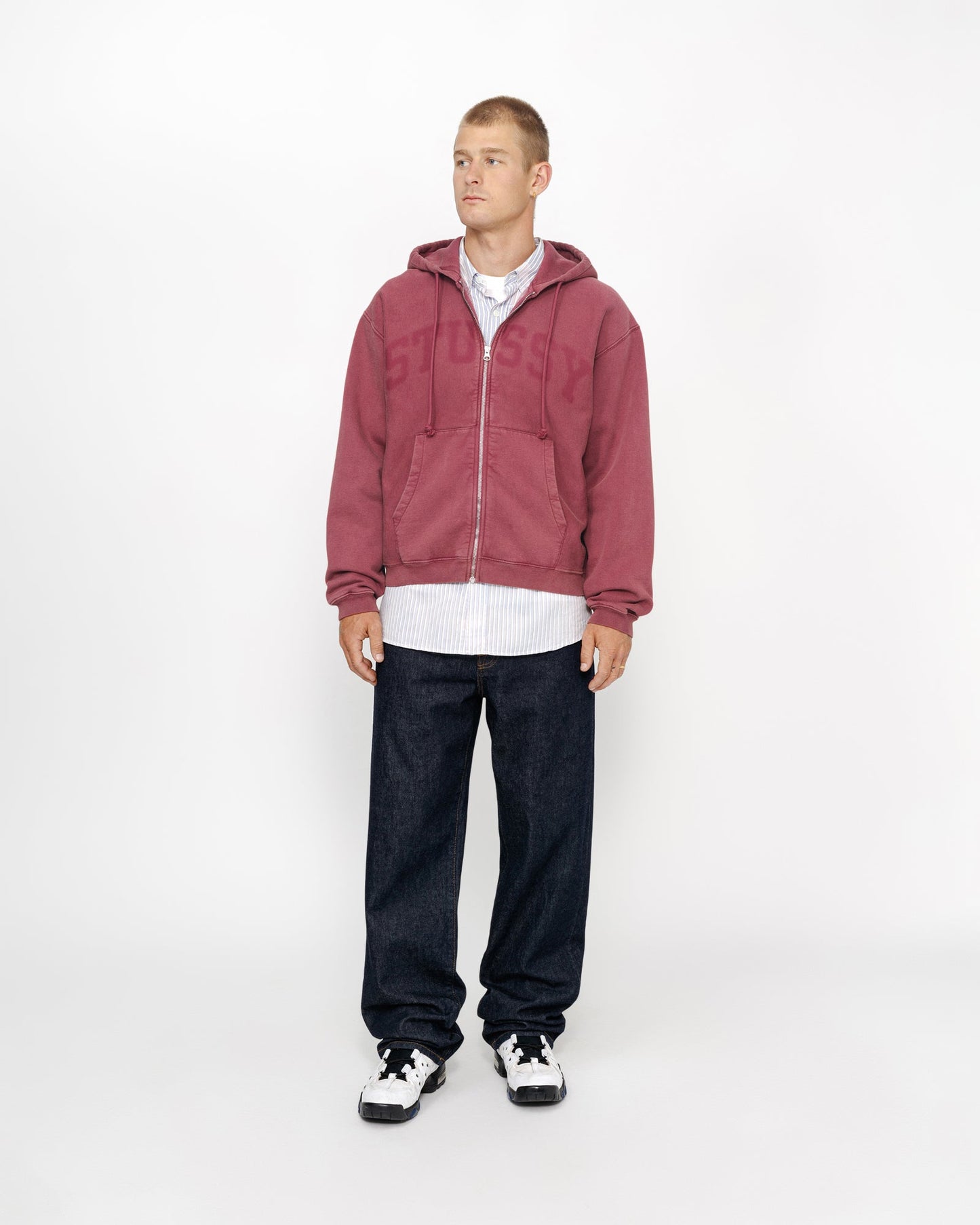 Sweat à capuche zippé avec graphisme délavé 
