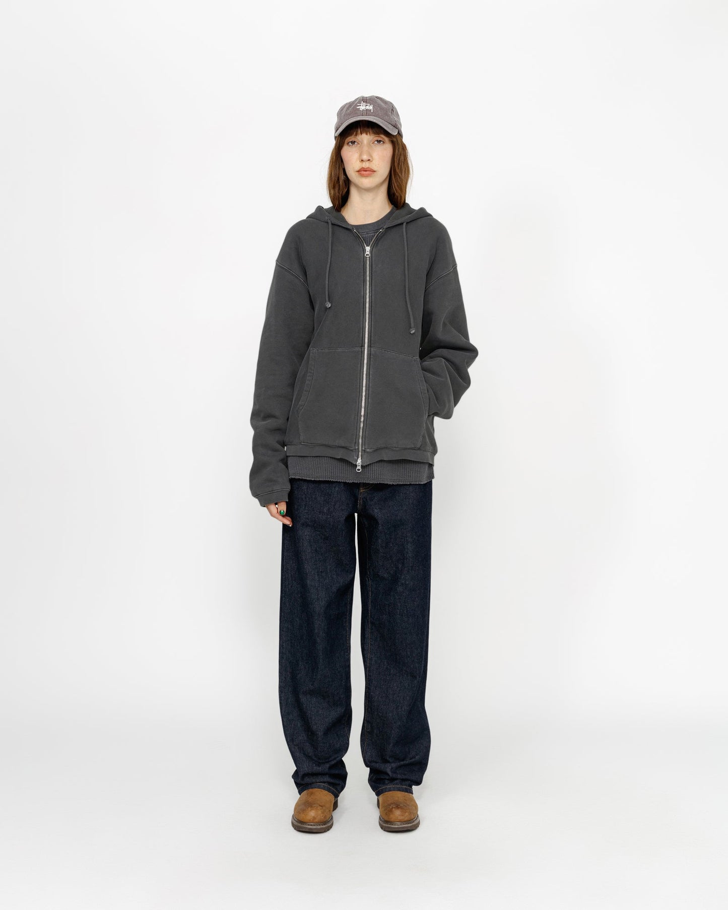 Kapuzenpullover mit Reißverschluss und Waffelfutter 